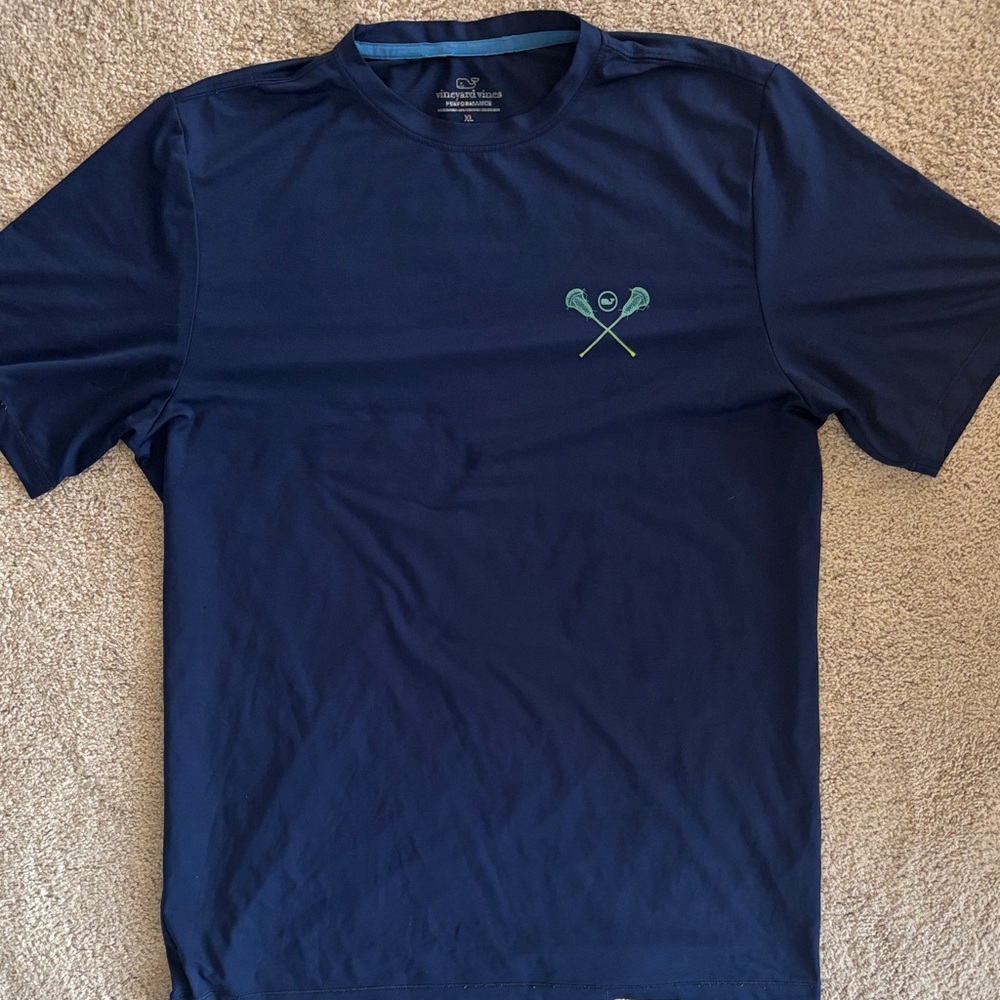 Vineyard Vines Navy Short-Sleeve Lacrosse Logo Tee